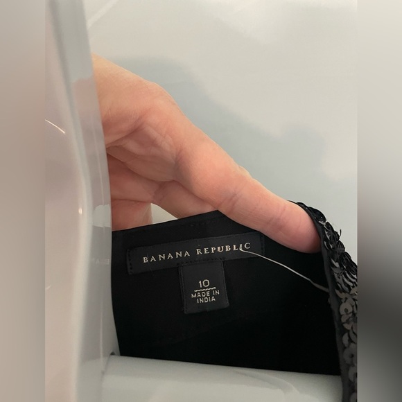 Banana Republic Factory Black Sequin Shift Dress size 10 - Picture 5 of 12